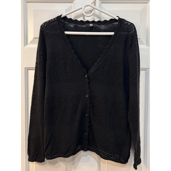 Frye Sweaters - Frye Lace Scalloped Sweater Cardigan Women Sz L Cotton Whimsigoth Fairy Academia